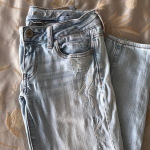 Light wash denim jeans